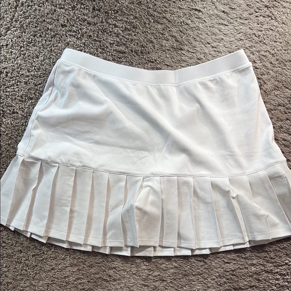 White Mini Skater Skirt with Pleats